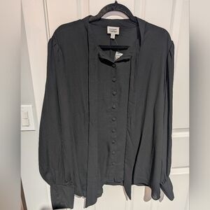 Unique Vintage black Gwen tie neck blouse retro 3x pinup 50s 60s